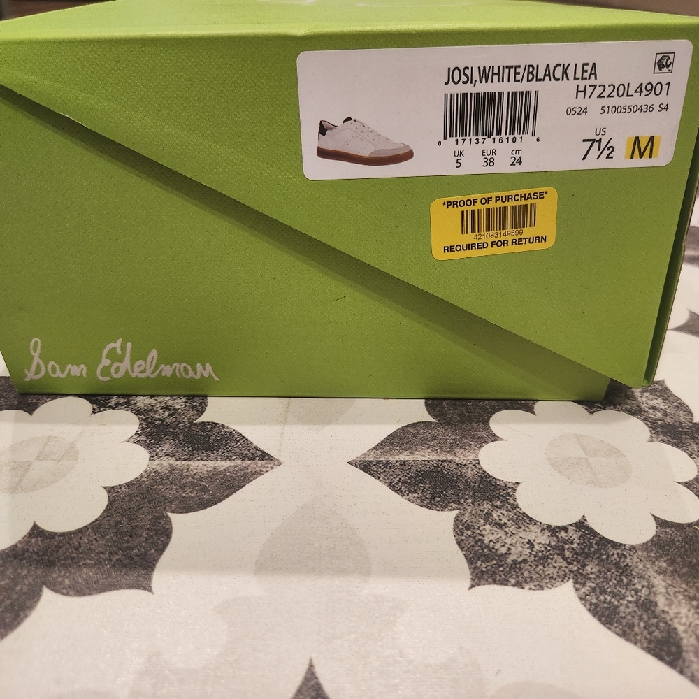Sam Edelman Like New Josi White & Brown Leather Sneakers Size 7.5 - Picture 10 of 12